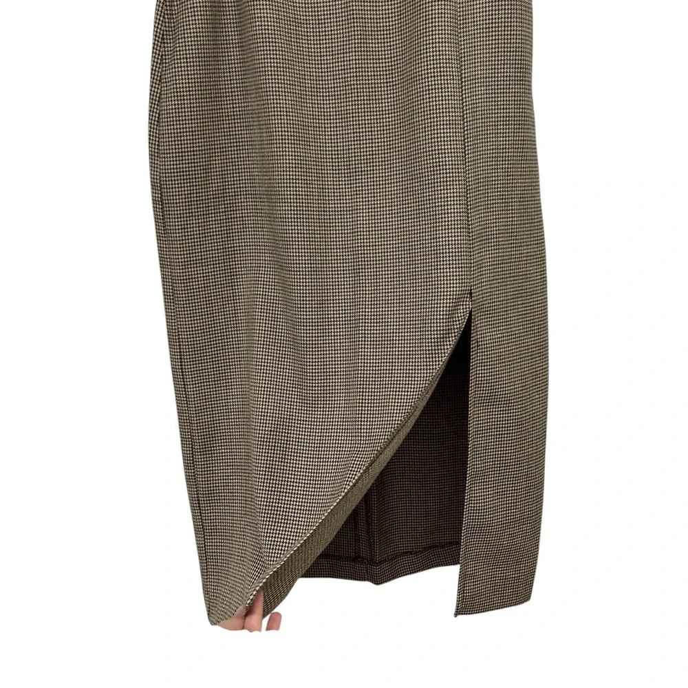 Houndstooth Midi Skirt 12 Academia Quiet Luxury Preppy 90s Heritage Old Money - Picture 2 of 9